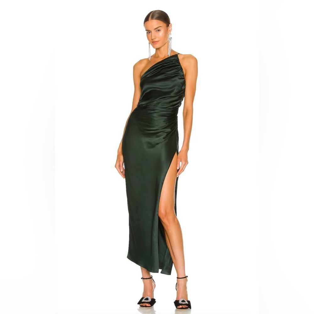 The Sei X REVOLVE One Shoulder Midi Dress in Hunter